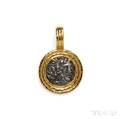 19kt Gold and Ancient Silver Coinmounted Pendant Elizabeth Locke