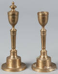 Pair of Turkish bell metal candlesticks