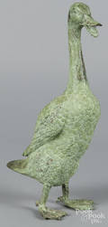 Patinated bronze duck