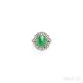 18kt White Gold Jadeite and Diamond Ring