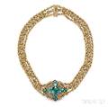 Arts amp Crafts 18kt Gold Tourmaline and Sapphire Necklace Tiffany amp Co