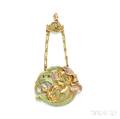 Art Nouveau 18kt Gold and Enamel Pendant Andre Rambour