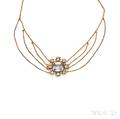 Antique Gold Pink Topaz and Chrysoberyl Necklace
