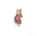 18kt Gold Ruby and Diamond Brooch