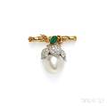 18kt Gold Baroque South Sea Pearl and Diamond Brooch