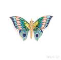 18kt Gold and PliqueaJour Enamel Butterfly Brooch
