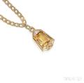 Art Deco 14kt Gold Citrine and Diamond Necklace Allsopp amp Allsopp