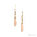 18kt Gold Coral and Diamond Earpendants