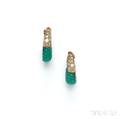 18kt Gold Chrysophrase and Diamond Earclips Van Cleef amp Arpels
