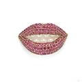 18kt Gold Ruby and Cultured Pearl Lips Brooch Henryk Kaston Designed by Dali