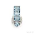 Platinum Aquamarine and Diamond Clip Brooch Cartier
