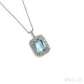 Aquamarine and Diamond Pendant