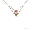 Arts amp Crafts Gold and Pink Tourmaline Necklace Attributed to Frank Gardner Hale