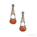 Arts amp Crafts Carnelian Earpendants Attributed to Frank Gardner Hale