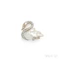 Edwardian Baroque Freshwater Pearl and Diamond Swan Brooch