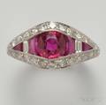 Art Deco Platinum Synthetic Ruby and Diamond Ring