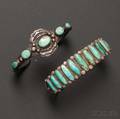 Two Navajo Silver and Turquoise Bracelets