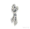 Art Deco Platinum and Diamond Bow Brooch