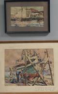 Lars Thorsen American 18771952 Two Framed Watercolors Painting the Hull