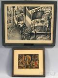 Attributed to Arthur Sinclair Covey American 18771960 Two Framed Works Factory Interior