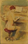 Attributed to Giovanni Boldini Italian 18421931 Nude at the Piano