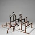 Three Pairs of Wrought Iron Andirons