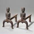Pair of Cast Iron Femaleform Figural Andirons