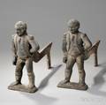Pair of Cast Iron George Washington Andirons