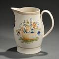 Polychrome Decorated Creamware Pitcher