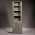 Diminutive Graypainted Stepback Cupboard