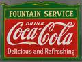 Large Enameldecorated FOUNTAIN SERVICE CocaCola Advertising Sign