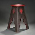Black and Redpainted Wooden Plinth