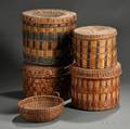 Five Paintdecorated Splint Baskets
