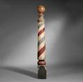 Gilt and Polychrome Turned Wood Barber Pole