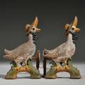 Pair of Painted Cast Iron Mother Goose Andirons