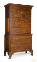 Important Chester County Pennsylvania Queen Anne walnut Octorara chest on chest ca 1760