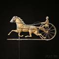 Molded Gilt Copper and Cast Zinc Horse and Sulky Weathervane