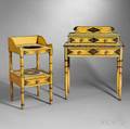 Yellow Paintdecorated and Stenciled Dressing Table and Chamber Stand