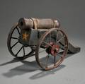 Cast Iron and Paintdecorated Wood Signal Cannon