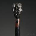 Carved Folk Art Cane Top with Head of a Black Man