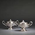 Pair of George IIIstyle Sterling Silver Sauce Tureens and Covers