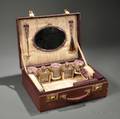 French 950 Silver Enamel and Glass Traveling Vanity Case