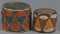 Two Native American painted drums