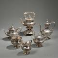 Sixpiece Shreve Crump  Low Sterling Silver Tea and Coffee Service