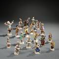 Fourteen Assembled Meissen Porcelain Monkey Band Figures