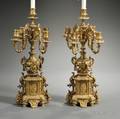 Pair of Louis XVstyle Fivelight Giltbronze Candelabra