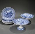 Nine Wedgwood Blue Transferprinted Month Dishes