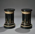 Pair of Ebonized and Gilded Wood Pedestals