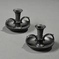 Pair of Wedgwood Black Basalt Chambersticks