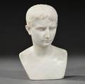 Italian School 19th Century Carrara Marble Bust of Caesar Augustus